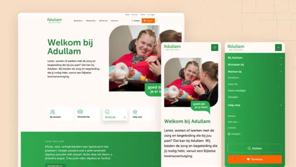 Adullam website Homepage + mobiel