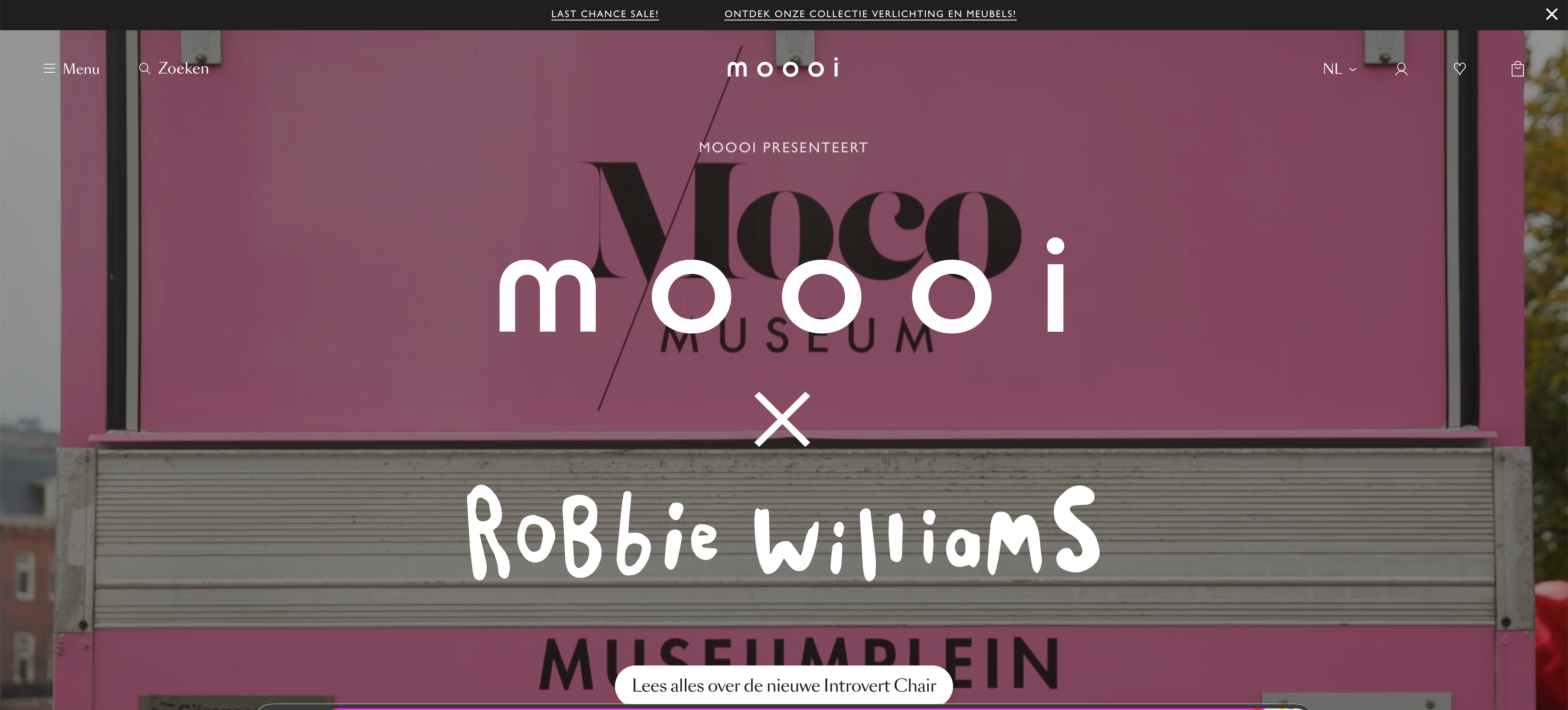 Top 10 mooiste websites ter inspiratie - screenshot van homepagina Moooi