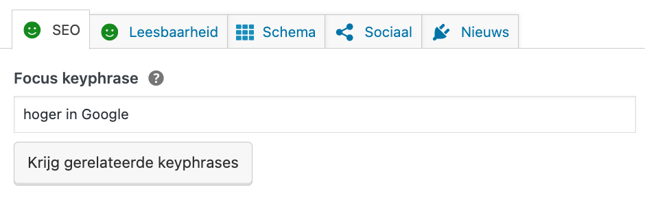 Focus keyphrase: hoger in google - Yoast