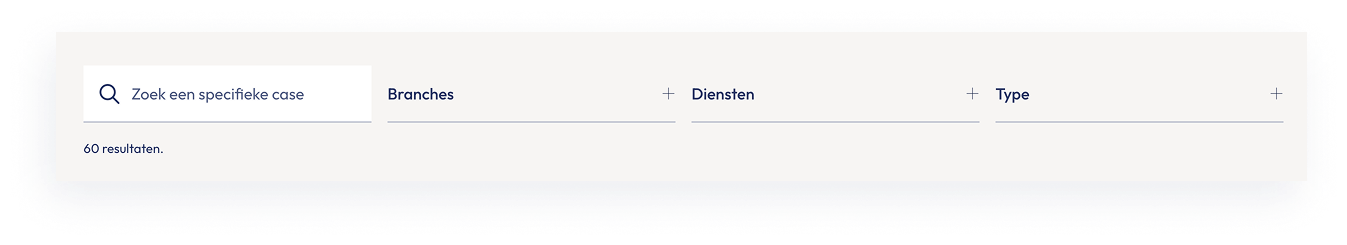 Zoekfilters op de 'ons-werk' pagina van Stuurlui